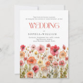 Pastelroze Boho-wildebloemen Huwelijks- QR-code Fo Kaart (Voorkant)