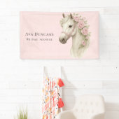 Pastelroze canvas paard & bloemen bruidsdouche spandoek (Insitu)
