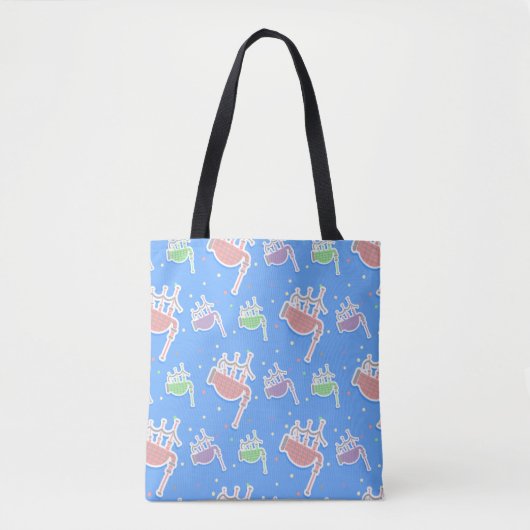 pastelroze doedelzakpijpen tote bag (Voorkant)