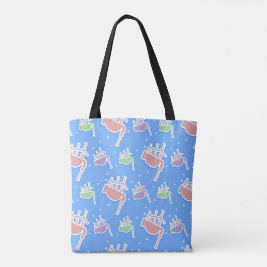 pastelroze doedelzakpijpen tote bag (Achterkant)