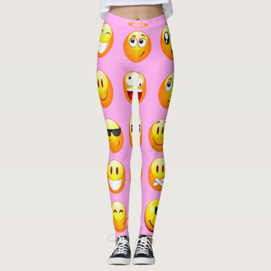 pastelroze emoji leggings (Voorkant)