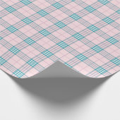Pastelroze en aquablauwe Plaid Cadeaupapier (Hoek)