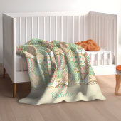 Pastelroze en blauwe luchtballonnen met naam fleece deken