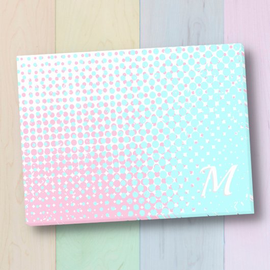 Pastelroze en blauwe tweetonige gradiëntmonogram post-it® notes