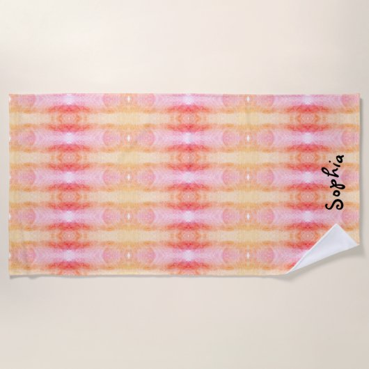 Pastelroze en geel Kind Strandlaken (Voorkant)