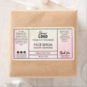 Pastelroze en goudgezichtsserum etiket (Insitu)