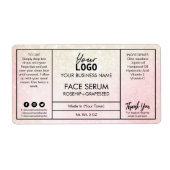 Pastelroze en goudgezichtsserum etiket (Voorkant)