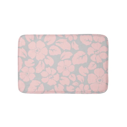 Pastelroze en grijze bloemenmonogram badmat (Voorkant)