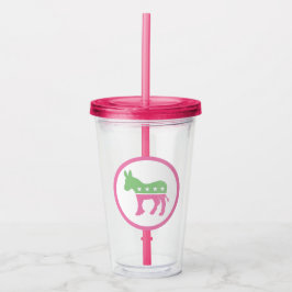 Pastelroze en groene democratische ezel acryl drinkbeker