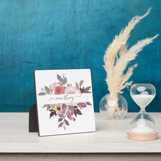 Pastelroze en paarse bloemstuk gepersonaliseerd fotoplaat (Insitu)