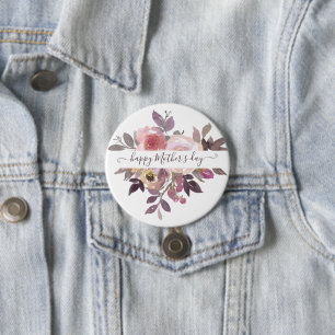 Pastelroze en paarse bloemstuk gepersonaliseerd ronde button 7,6 cm