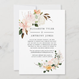 Pastelroze en paarse trouwgastenlijst ingekort aankondiging