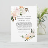 Pastelroze en paarse trouwlijst met minder gasten aankondiging (Staand voorkant)