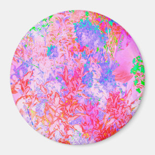 Pastelroze en rood met blauwe hortensia-landschap magneet