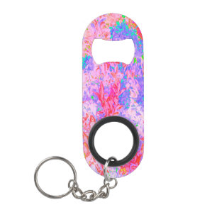 Pastelroze en rood met blauwe hortensia-landschap mini flessenopener