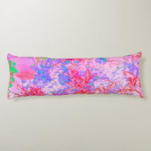 Pastelroze en rood met blauwe hydrangea landschap lichaamskussen (Achterkant)