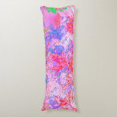 Pastelroze en rood met blauwe hydrangea landschap lichaamskussen (Voorkant Verticaal)