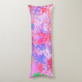 Pastelroze en rood met blauwe hydrangea landschap lichaamskussen (Achterkant (Verticaal))