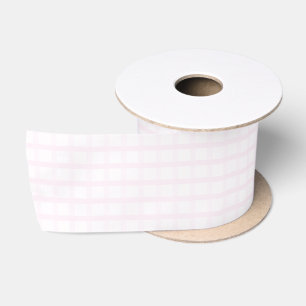 Pastelroze en roze kwartsroze geruite patroon satijnen lint