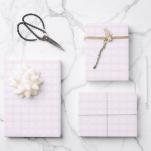Pastelroze en roze kwartsroze gingham-patroon inpakpapier vel