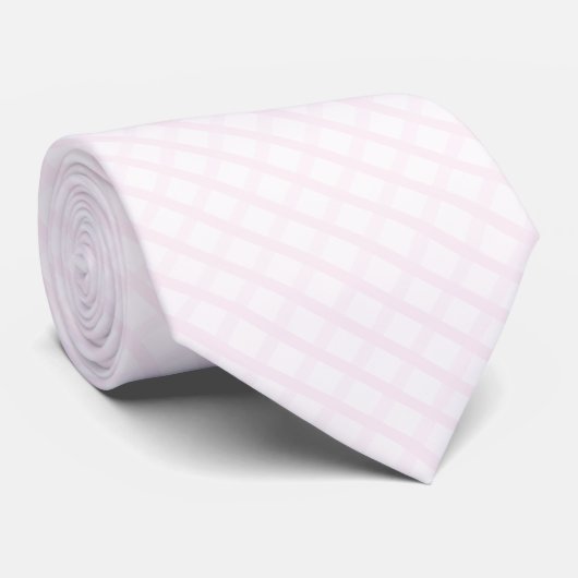 Pastelroze en roze kwartsroze gingham-patroon stropdas (Opgerold)