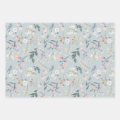 Pastelroze en saliegroene waterverf van wilde bloe inpakpapier vel (Voorkant 2)