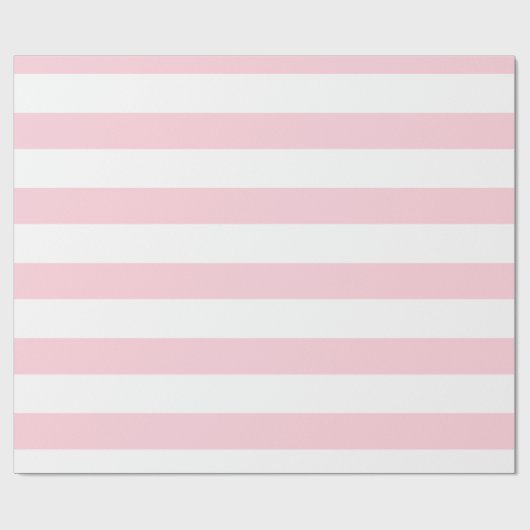 Pastelroze en wit brede horizontale strepen cadeaupapier (Vlak)