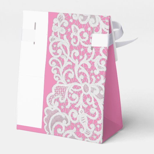 Pastelroze en witte dampvlek bruiloft bedankdoosjes (Achterkant)