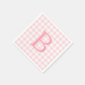 Pastelroze en witte geruite monogram servet (Hoek)