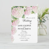 Pastelroze en witte hortensia Budget Huwelijk Kaart (Staand voorkant)