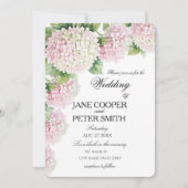 Pastelroze en witte hortensia Budget Huwelijk Kaart (Voorkant)