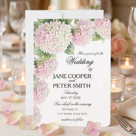 Pastelroze en witte hortensia Budget Huwelijk Kaart