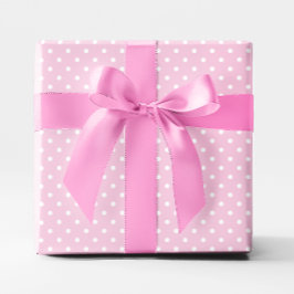 Pastelroze en witte kleine polka stippen cadeaupapier