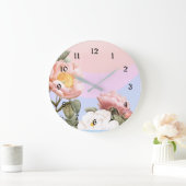 pastelroze en witte rozen grote klok (Huis)