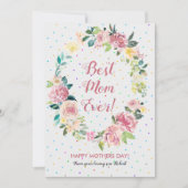 Pastelroze en witte rozen met spuw feestdagenkaart (Voorkant)