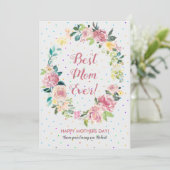 Pastelroze en witte rozen met spuw feestdagenkaart (Staand voorkant)