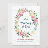 Pastelroze en witte rozen met spuw feestdagenkaart (Voorkant)