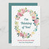 Pastelroze en witte rozen met spuw feestdagenkaart (Voorkant / Achterkant)