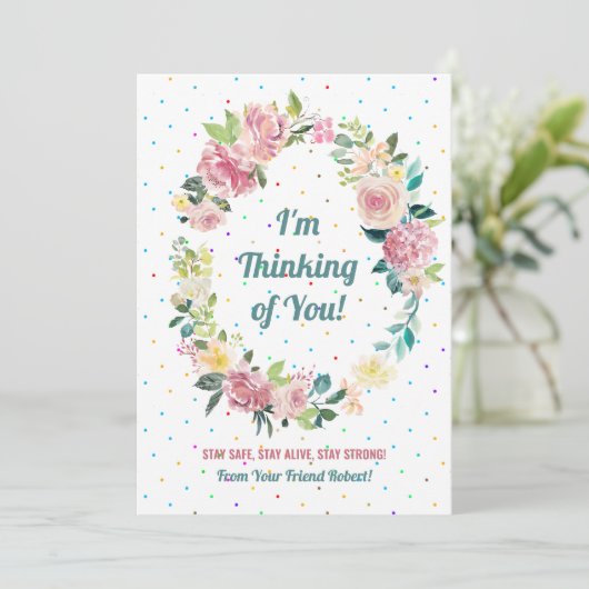 Pastelroze en witte rozen met spuw feestdagenkaart (Staand voorkant)