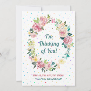 Pastelroze en witte rozen met spuw feestdagenkaart