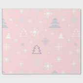 Pastelroze en witte sneeuwvlokken cadeaupapier (Vlak)