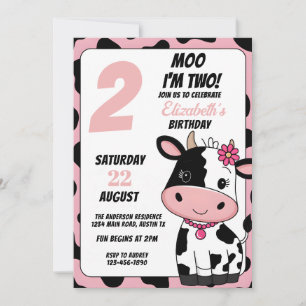 Pastelroze en zwarte Moo Cow Verjaardag voor elke Kaart