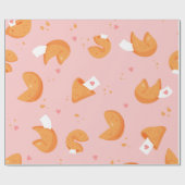 pastelroze fortune cookie liefdesharten geluk cadeaupapier (Vlak)
