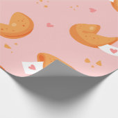 pastelroze fortune cookie liefdesharten geluk cadeaupapier (Hoek)