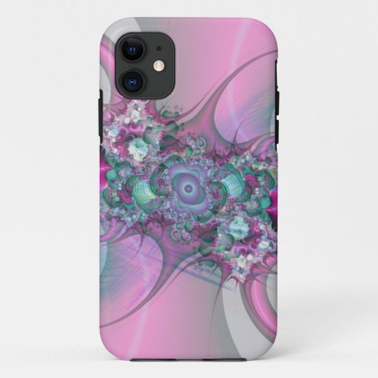pastelroze fractal art iphone case (Achterkant)