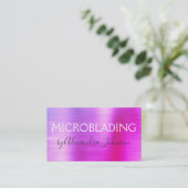 Pastelroze geborsteld metalen microblading visitekaartje (Staand voorkant)