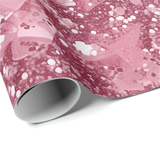 pastelroze glitter cadeaupapier (Rol Hoek)