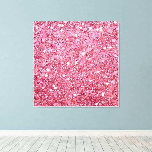 pastelroze glitter canvas afdruk (Insitu (Houten vloer))