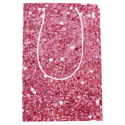 pastelroze glitter medium cadeauzakje (Voorkant)