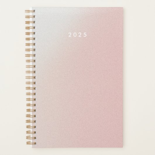 Pastelroze gradiënt gepersonaliseerd 2025 planner (Voorkant)